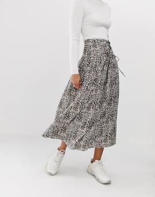 asos leopard print midi skirt