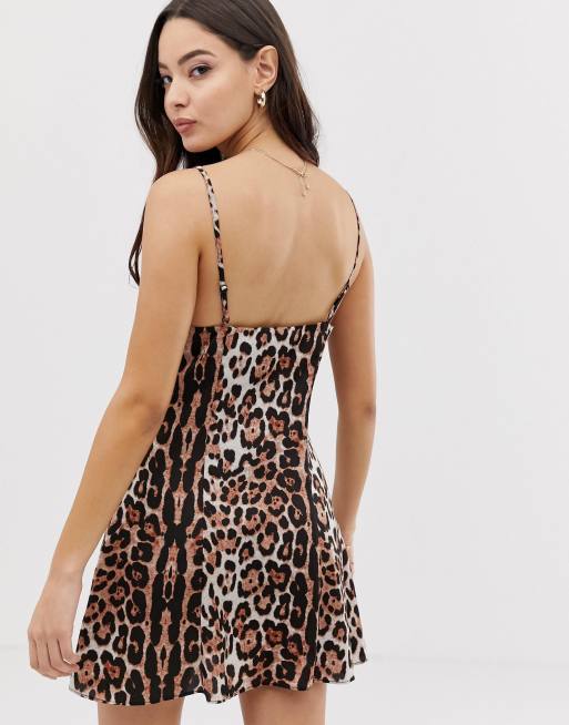 leopard print mini slip dress