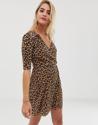 leopard print plisse dress