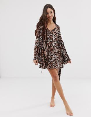 cheetah silk robe