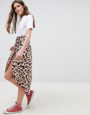 red leopard print wrap skirt