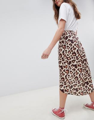 leopard print midi skirt asos