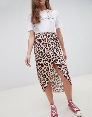 asos leopard print midi skirt