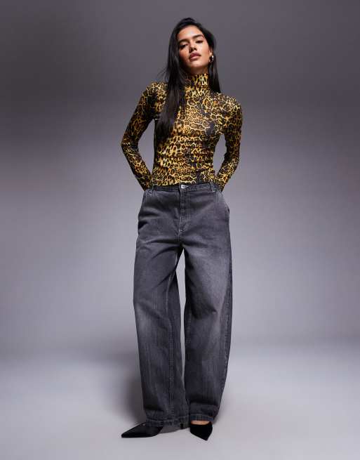 トップス Print Sheer High Neck ASOS DESIGN sheer mesh high neck top in zebra print | ASOS