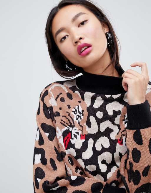 Asos leopard shop print jumper