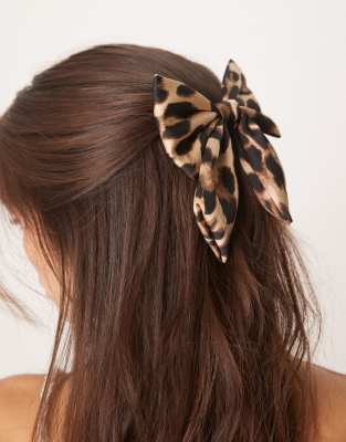 ASOS DESIGN – Leopardmönstrad hårklämma med stor rosett - view 1