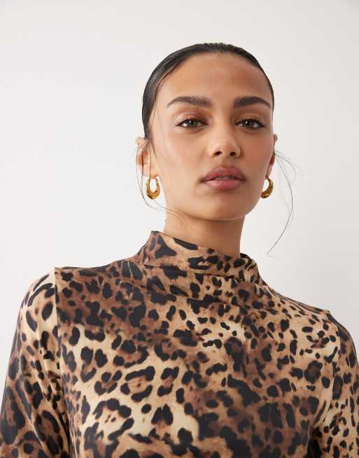 ASOS DESIGN – Leopardmönstrad miniklänning med korta ärmar, 4 av 4