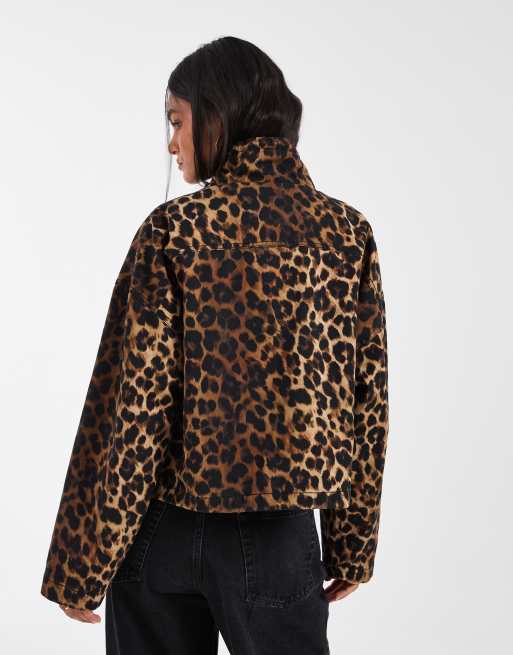 ASOS DESIGN – Leopardmönstrad, tunn jeansjacka med ståkrage, 4 av 4