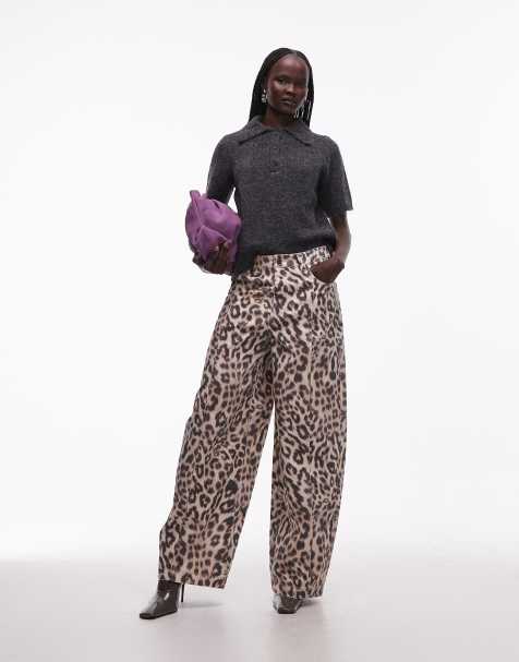 ASOS DESIGN – Leopardmönstrade byxor med barrelben - view 1