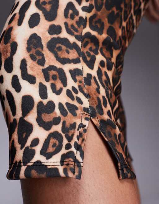 ASOS DESIGN – Leopardmönstrade capribyxor i bengalin med slits på sidan, 5 av 5
