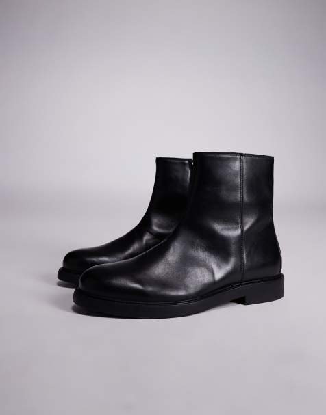 ASOS DESIGN - Leren Chelsea boots in zwart - view 1