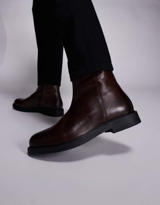 ASOS DESIGN - Leren chelsea  in bruin, 2 van 4