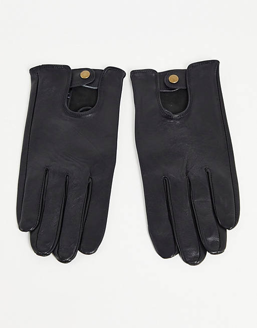 ASOS DESIGN - Leren handschoenen in zwart