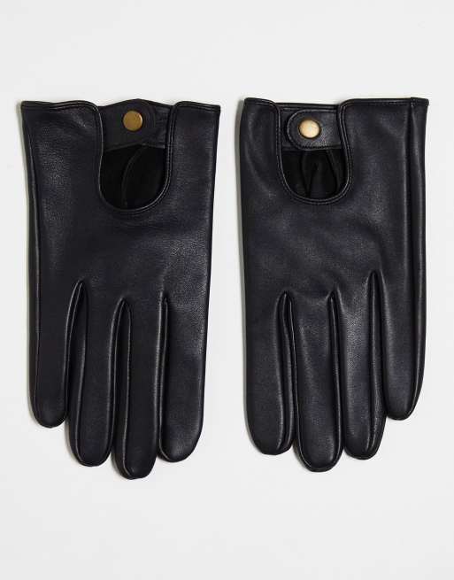 ASOS DESIGN - Leren handschoenen in zwart