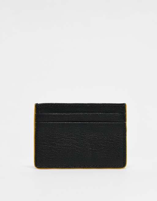 ASOS DESIGN - Leren kaarthouder met gekleurde randjes in zwart en geel