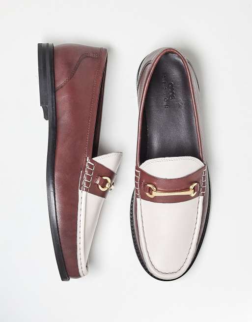 ASOS DESIGN - Leren loafers in bordeauxrood en wit, 2 van 4