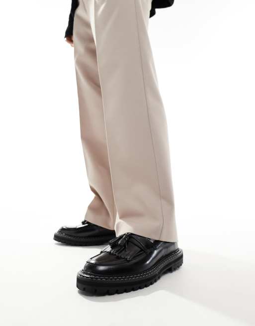ASOS DESIGN - Leren loafers in zwart met contrasterende stiksels, 3 van 4
