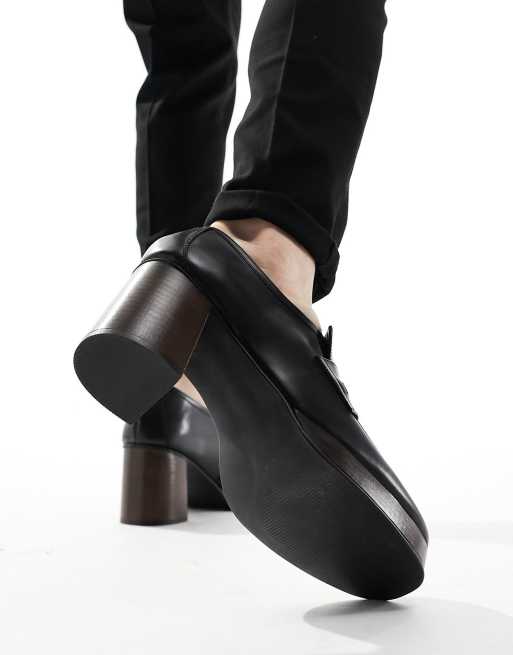 ASOS DESIGN - Leren loafers in zwart met natuurlijke zool, 3 van 4