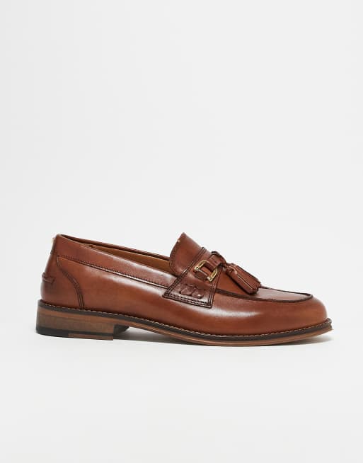 ASOS DESIGN - Leren loafers met kwastjes in lichtbruin, 3 van 5