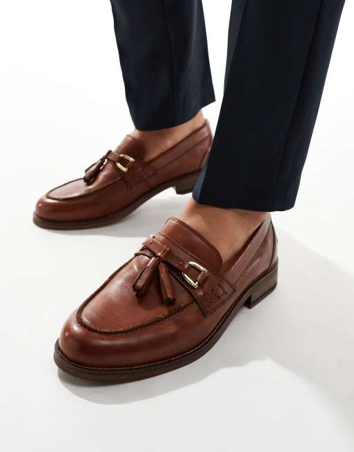 ASOS DESIGN - Leren loafers met kwastjes in lichtbruin, 5 van 5