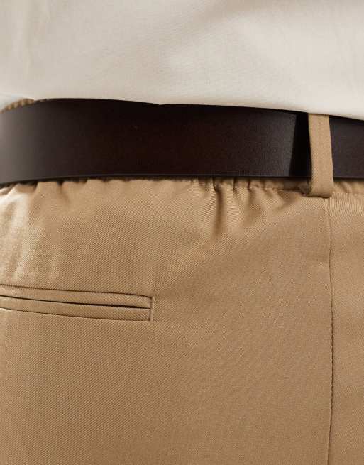 ASOS DESIGN - Leren riem met gepolijste goudkleurige hardware in bruin, 2 van 3