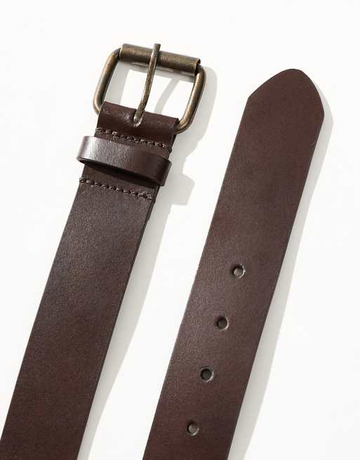 ASOS DESIGN - Leren riem met gepolijste goudkleurige hardware in bruin, 3 van 3