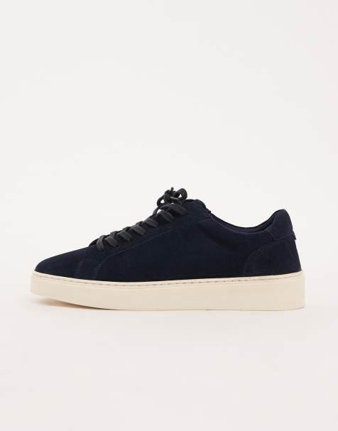 ASOS DESIGN - Leren sneakers met veters in marineblauw - view 1