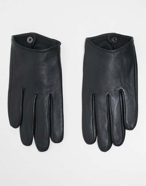 ASOS DESIGN - Leren touchscreen-handschoenen in zwart - view 1