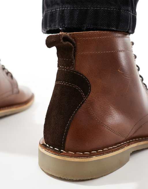 ASOS DESIGN - Leren veterlaarzen in lichtbruin, 2 van 4