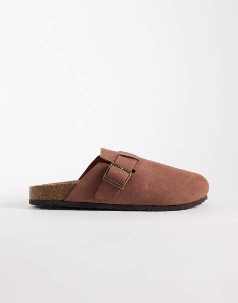 ASOS DESIGN - Lerfarvede mule-sandaler i ruskind med korksål - view 1