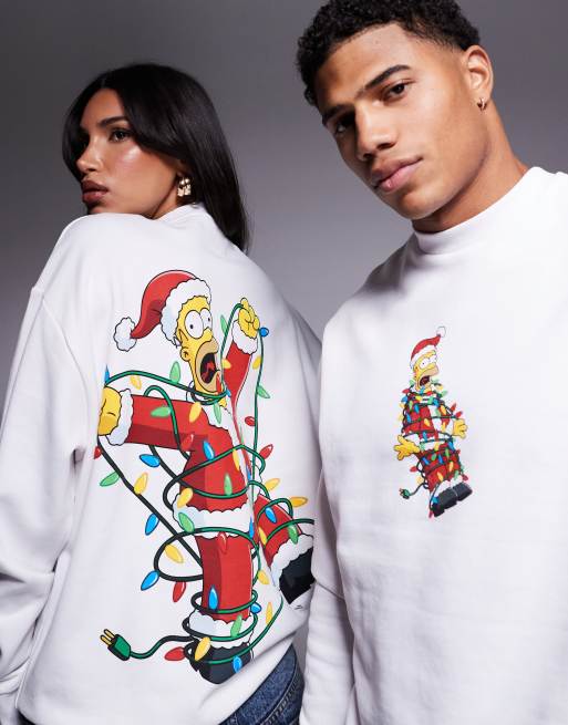 Sweatshirt Famille Simpson Noël - Costume Père Noël Homer Et Lutins Officiel