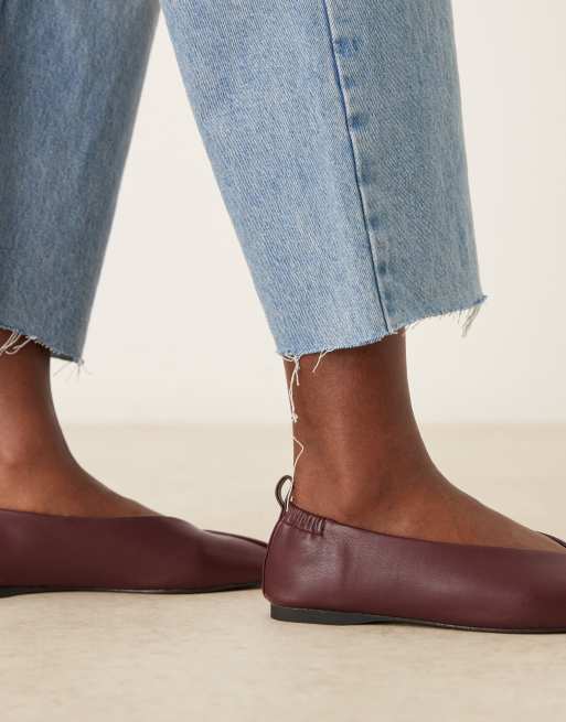 ASOS DESIGN - Leslie - Ballerina's met vierkante neus in bordeauxrood, 3 van 4