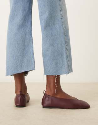 Asos Design Leslie Square Toe Ballets In Red