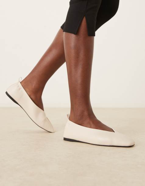 ASOS DESIGN Leslie square toe ballets in off white - view 1