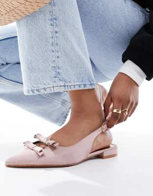 ASOS DESIGN - Lesson - Ballerinas in Rosa mit Schleifendetails