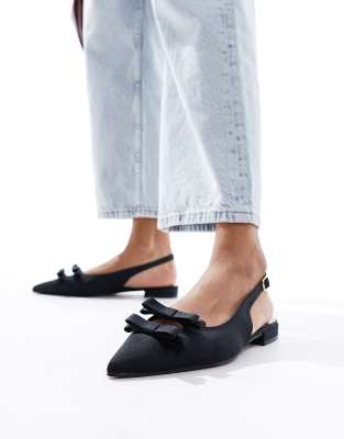 ASOS DESIGN - Lesson - Ballerinas in Schwarz mit Schleifendetails