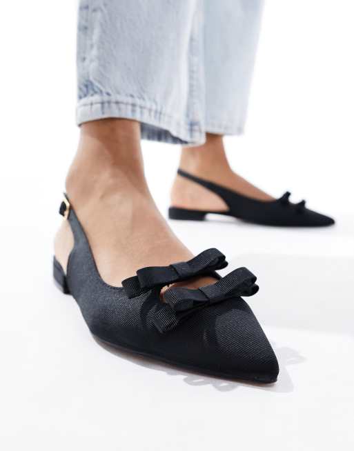 ASOS DESIGN Lesson bow ballet flats in black | ASOS