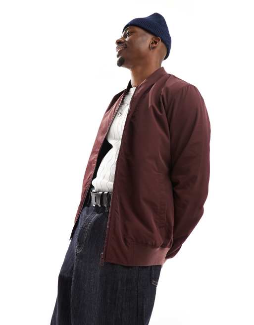 ASOS DESIGN - Let bomber-jakke i bordeaux
