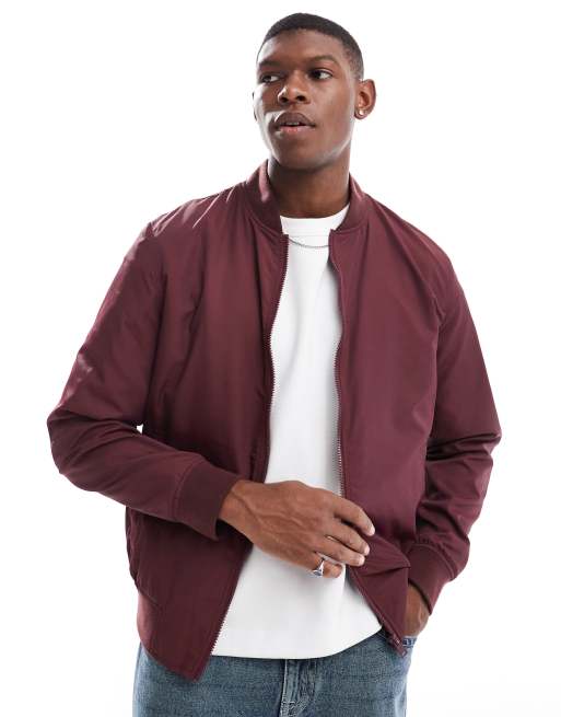 ASOS DESIGN - Let bomber-jakke i bordeaux