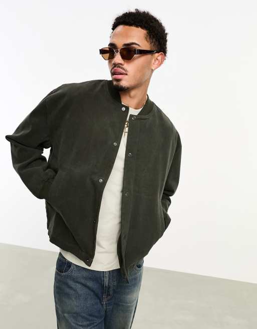 ASOS DESIGN - Let oversized crop-bomber-jakke i forvasket sort