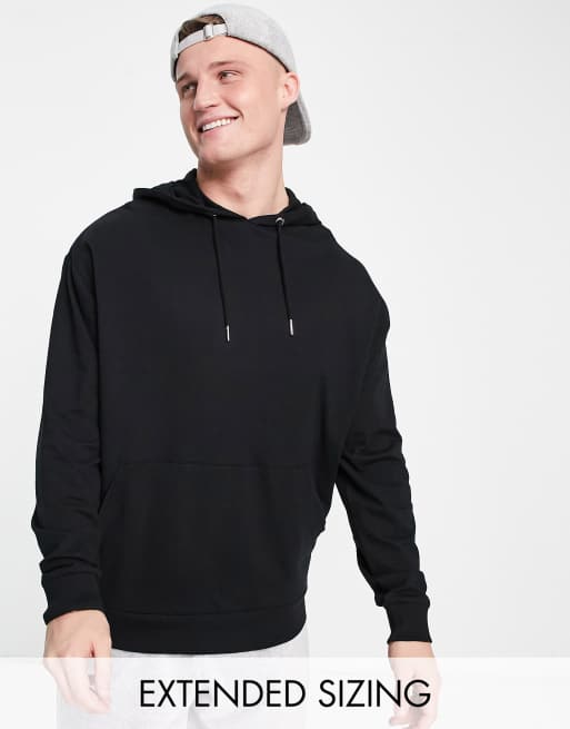 ASOS DESIGN - Let oversized hættetrøje i sort - BLACK