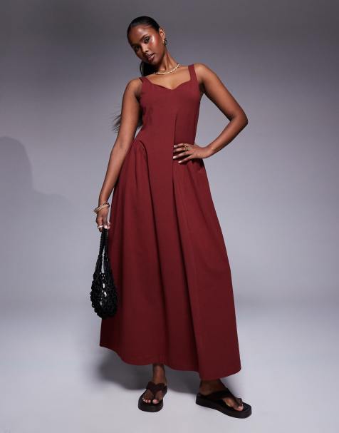 ASOS DESIGN – Letnia sukienka maxi z pełną spódnicą w rdzawym kolorze - view 1