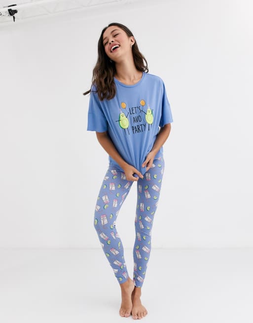 ASOS DESIGN lets avo party tee & legging pyjama set