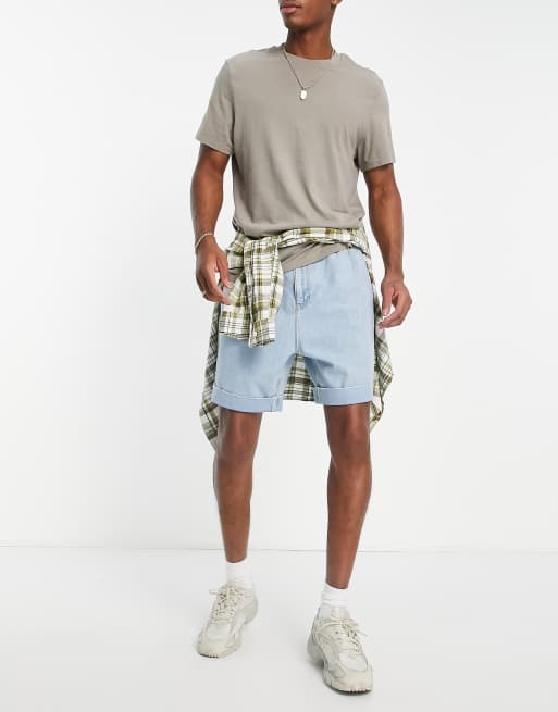 ASOS DESIGN - Lette denimshorts med plisseringer i vintage-stenvask, 3 af 4