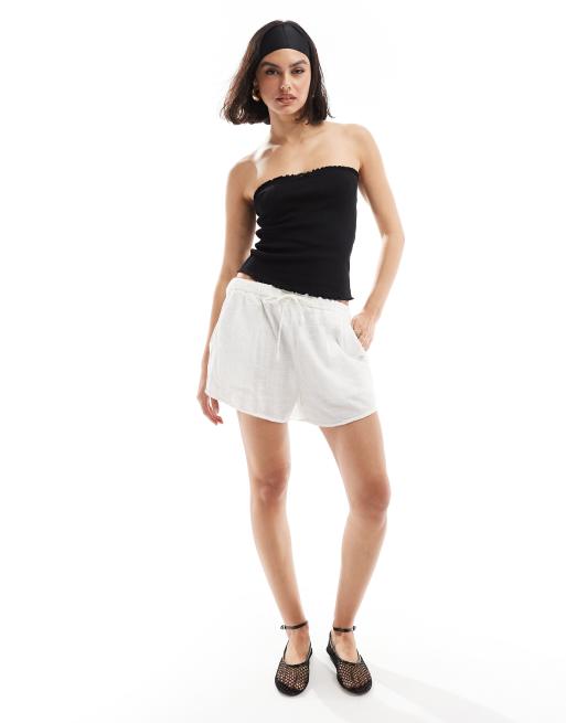 ASOS DESIGN lettuce edge bandeau top in black