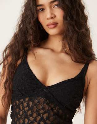 Asos Design Lettuce Hem Lace Cami Top