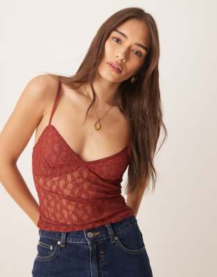 ASOS DESIGN ASOS DESIGN lace cami top in merlot-Red