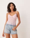 [ASOS DESIGN] ASOS DESIGN lettuce hem lace cami top in pink 10 Light Pink