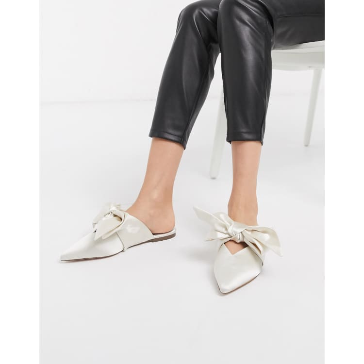 Asos design lips bow shop slingback ballet flats in ivory