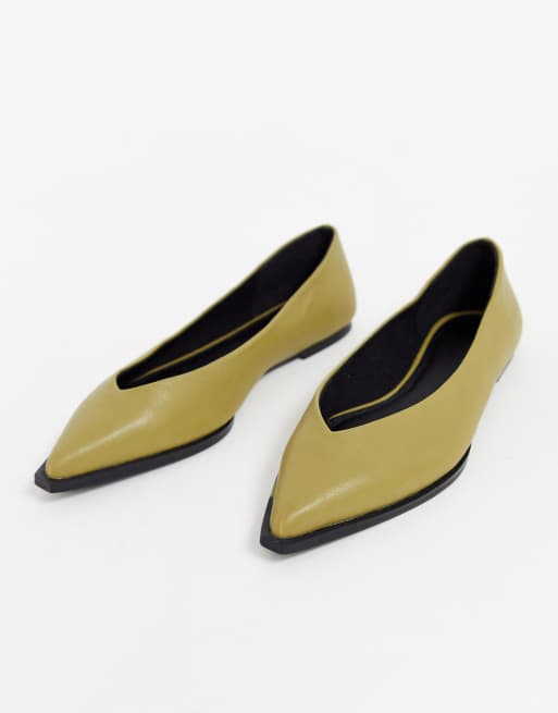 Olive green ballet store flats